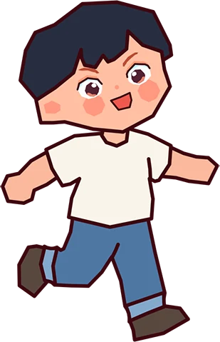 Illustration of a boy running in a blue shirt