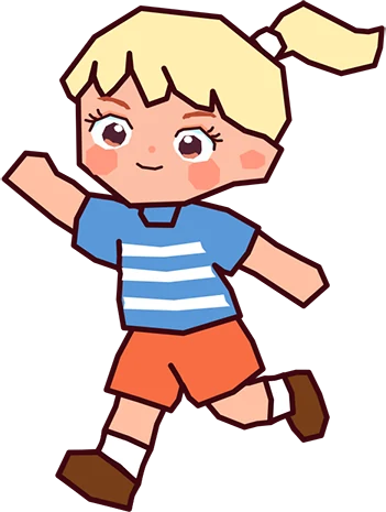 Illustration of a child running with a ponytail