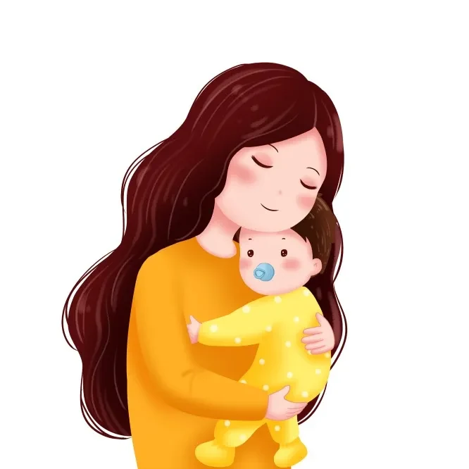 Illustration of a mother holding her baby